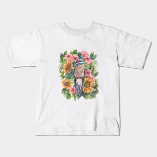 Bird And Flowers Ilustration Kids T-Shirt